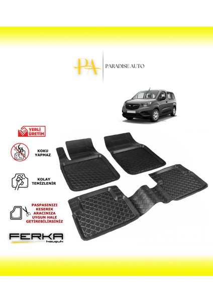 Opel Comb E 2018-2022 Uyarlanabilir Havuzlu Paspas