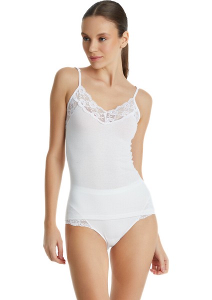 1984 BAYAN PRİVATE İNCE ASKILI DANTELLİ BÜYÜK BEDEN BEYAZ ATLET indirimleri