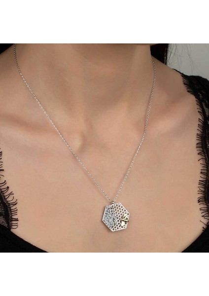 Swarovski Taşlı Gümüş Arı Bayan Kolye