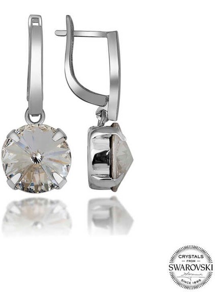 Swarovski Crystal Taşlı Gümüş Beyaz Sallantılı Kadın Küpe