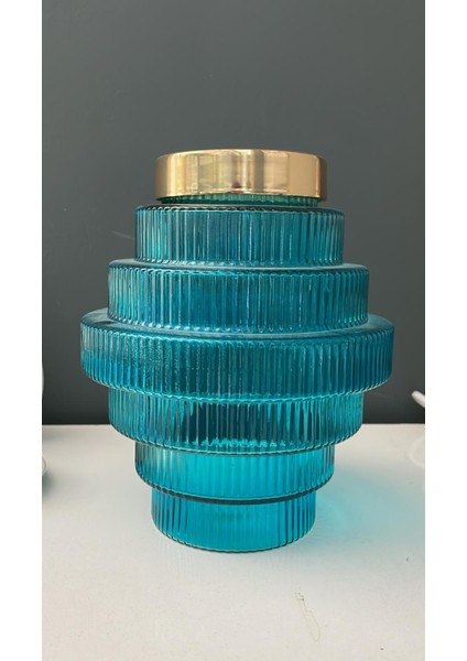 Cam Açık Mavi Kat Vazo