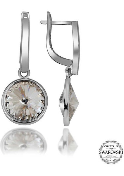 Swarovski Crystal Taşlı Gümüş Beyaz Sallantılı Kadın Küpe