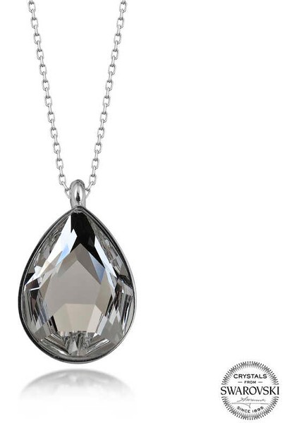 Swarovski Crystal Taşlı Damla Gümüş Kadın Kolye