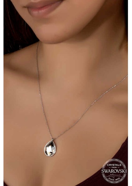 Swarovski Crystal Taşlı Damla Gümüş Kadın Kolye fiyatları