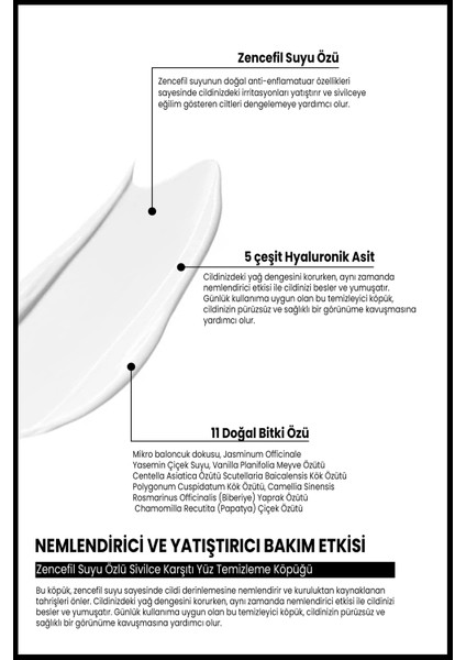 Tüm Cilt Tipleri için Sivilce Karşıtı Nemlendirici Zencefil Suyu Özlü Yüz Temizleme Köpüğü 150 ml