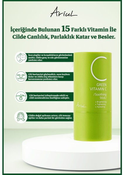 Yaşlanma Karşıtı,Yatıştırıcı,Aydınlatıcı C Vitaminli,Vitamin Peptit,Seramid İçerikli Stick 24 gr