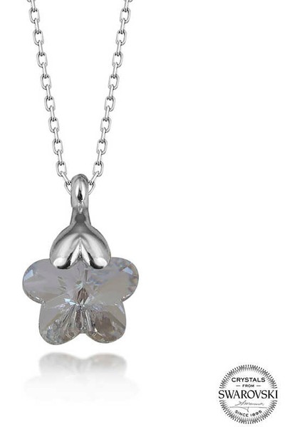 Swarovski Crystal Taşlı Papatya Gümüş Kadın Kolye