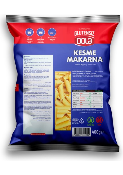 Glutensiz Kesme Makarna 400 gr