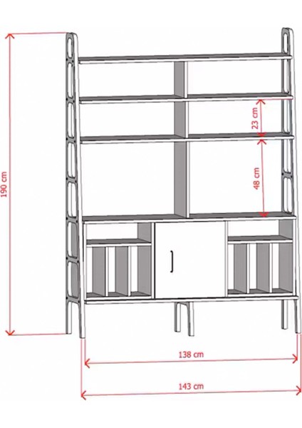 Branch, Masif Ahşap Kitaplık ve Raf Ünitesi, 190X140, Tik Renk, CPT4753-190