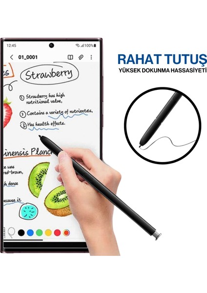 Samsung Galaxy S22 S23 Ultra Uyumlu S Pen Dokunmatik Stylus Kalem ve Yedek Uç