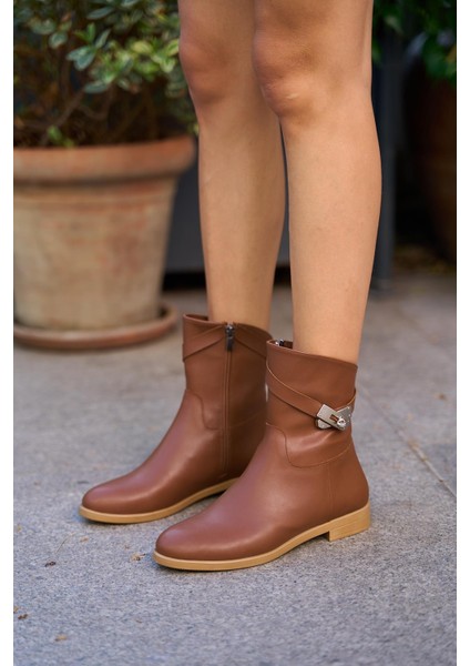 Taba Kadın Toka Aksesuarlı Kadın Deri Bot fırsatları
