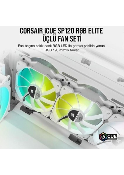Corsaır CO-9050137-WW Icue SP120 Rgb Elite Beyaz 120MM Kasa Fanı-Kontrol Ünitesi 3--Lü Paket fırsatları