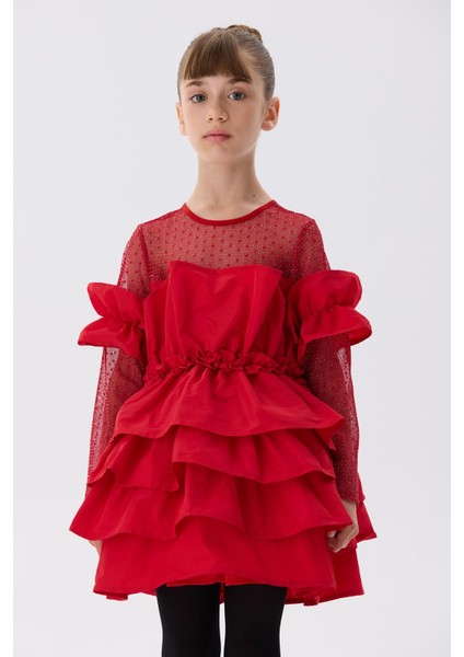 Bg Store Kız Çocuk Kırmızı Elbise