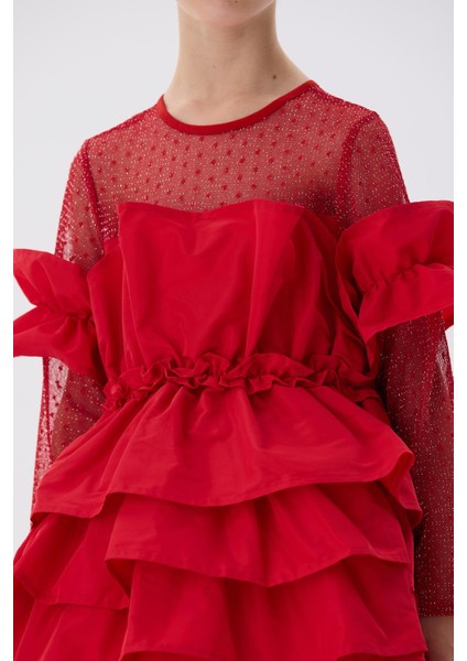 Bg Store Kız Çocuk Kırmızı Elbise
