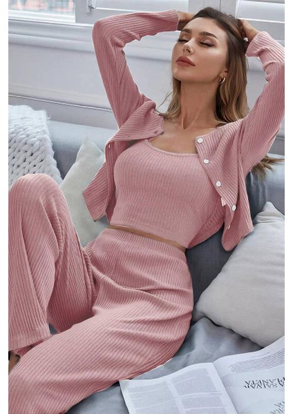 Brl Viskon Pudra 3 Lü Trend Crop Takım