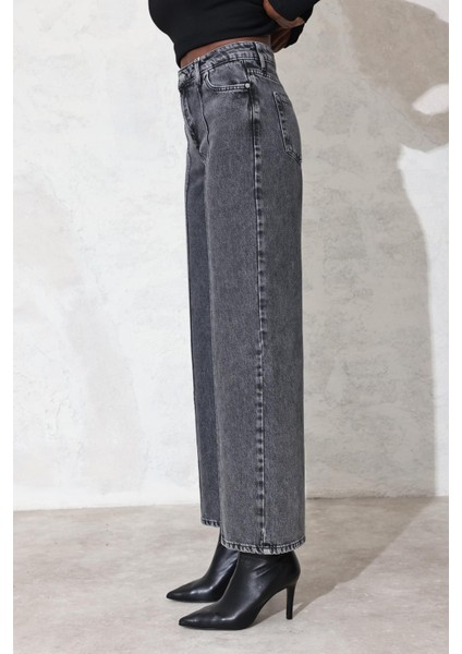 Füme Yüksek Bel Wide Leg Jean