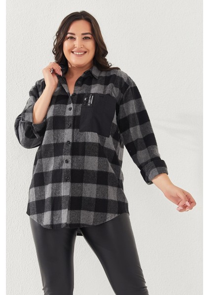 Ekoseli Oversize Dokuma Büyük Beden Oduncu Gömlek