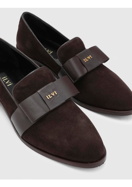 Gesa Hakiki Süet Deri Kadın Kahverengi Loafer Ayakkabı