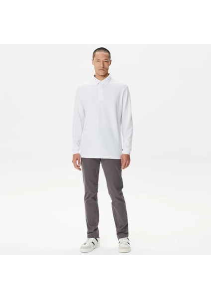 Erkek Slim Fit Uzun Kollu Polo - Beyaz fiyatları