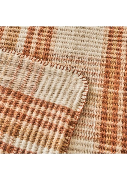 Yumuşak ve hafif pamuklu tek kişilik kahverengi çizgili battaniye 150x200 cm modelleri