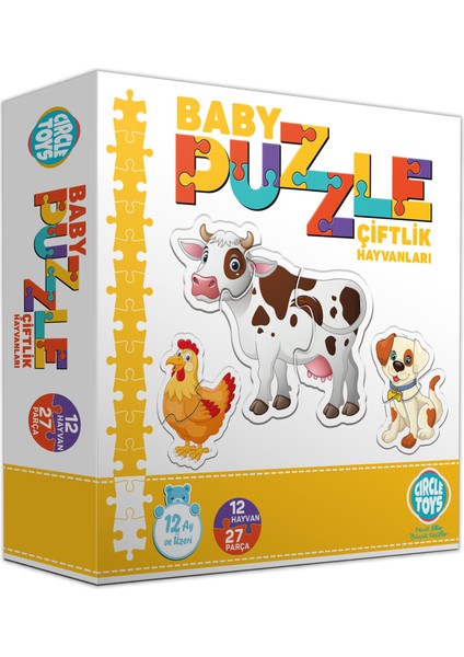 3'lü Baby Puzzle Puzzle Seti Çiftlik, Orman, Sevimli Araç