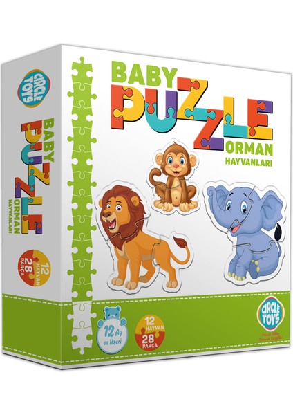 3'lü Baby Puzzle Puzzle Seti Çiftlik, Orman, Sevimli Araç