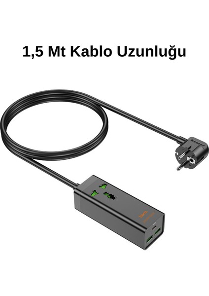 AC9A 1.5 m Talent - 2 Adet USB - 1 Adet Type-C 1 Adet Priz - PD 30 W Şarj Aleti