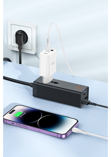 AC9A 1.5 m Talent - 2 Adet USB - 1 Adet Type-C 1 Adet Priz - PD 30 W Şarj Aleti