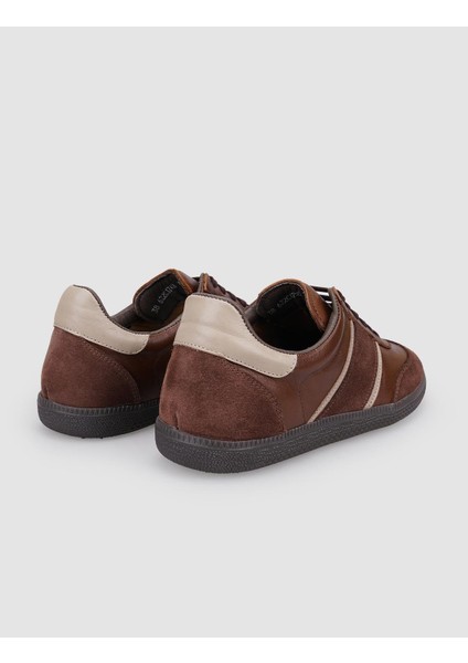 %100 Hakiki Deri Kahverengi Bağcıklı Kadın Sneaker modelleri