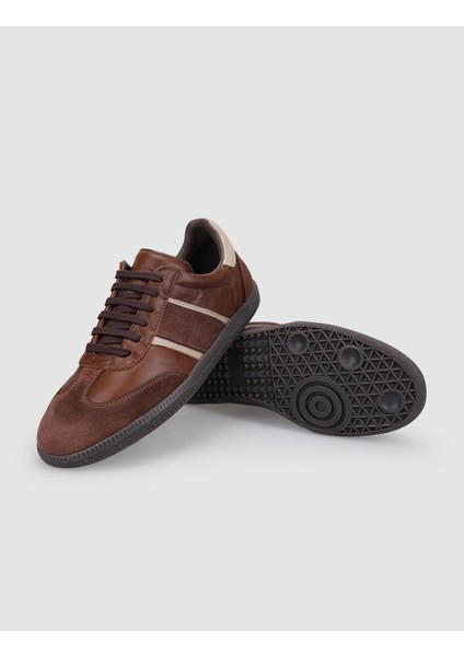 %100 Hakiki Deri Kahverengi Bağcıklı Kadın Sneaker fırsatları