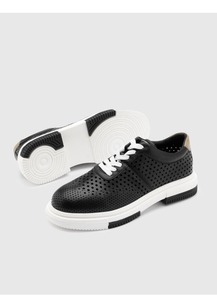 Lamilla Deri Kadın Siyah Oxford Ayakkabı fırsatları