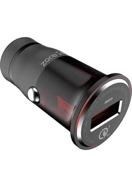 Siyah ZR-C304Q Micro Araç Şarj Seti Zore-Ens
