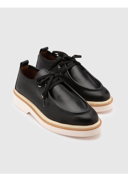 Afsana Deri Kadın Siyah Oxford Ayakkabı fırsatları