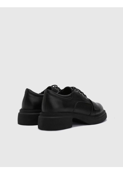 Natal Deri Kadın Siyah Oxford Ayakkabı fırsatları