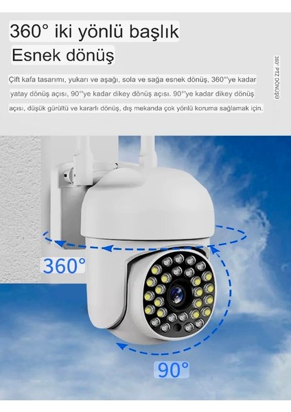 2.5 Inç Wi-Fi IP66 Su Geçirmez Alarmlı Hd Hareket Sensör Çift Işıklı Gece Görüşlü Interkom Kamera