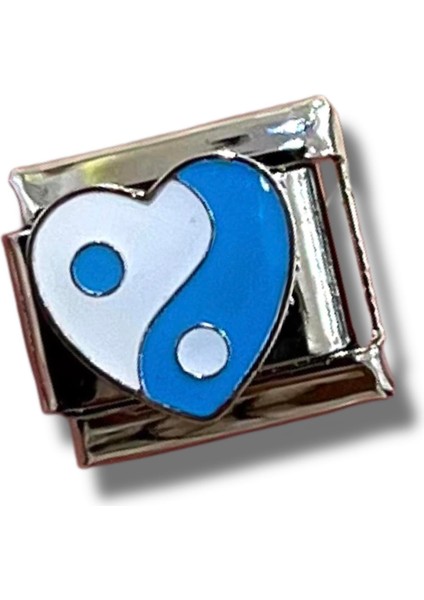 Blue Ying Yang Heart Charm