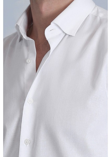 Barka Erkek Basic Gömlek Slim Fit Beyaz