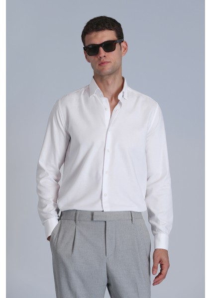 Barka Erkek Basic Gömlek Slim Fit Beyaz