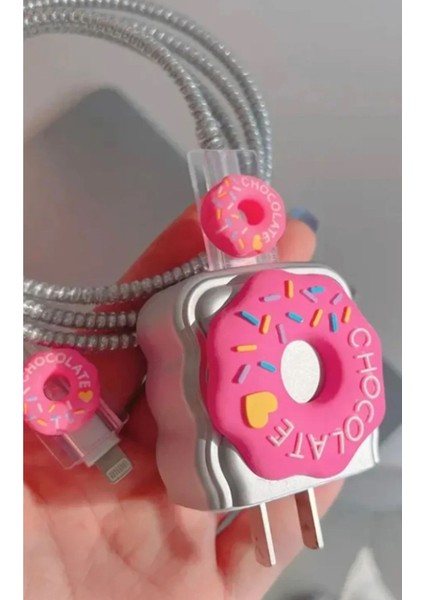 Iphone 18W/20W Uyumlu Şarj Kılıfı, Şarj Kablosu Örme Aparatı, Toparlayıcı, Kablo Koruyucu 5'li Set Şarj Koruyucu