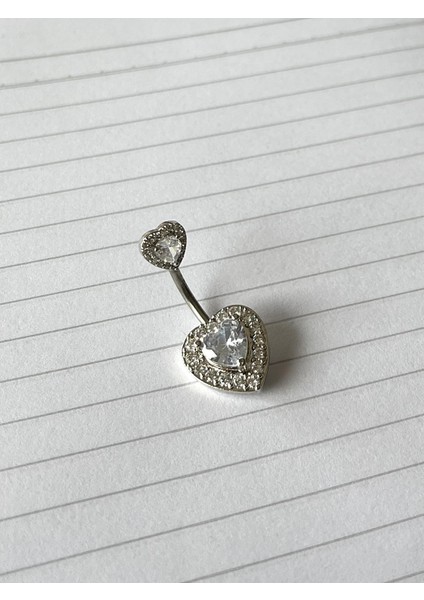 Taşlı Kalp Göbek Piercing