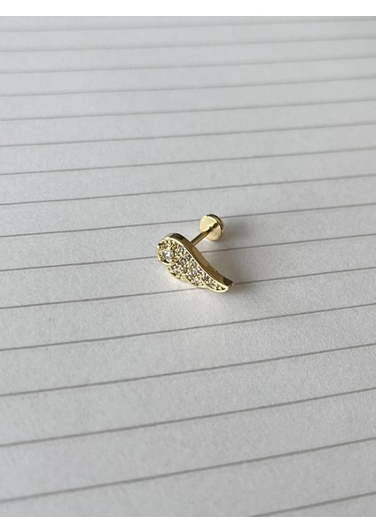 Melek Kanadı Piercing Gold(Arkası Düz)