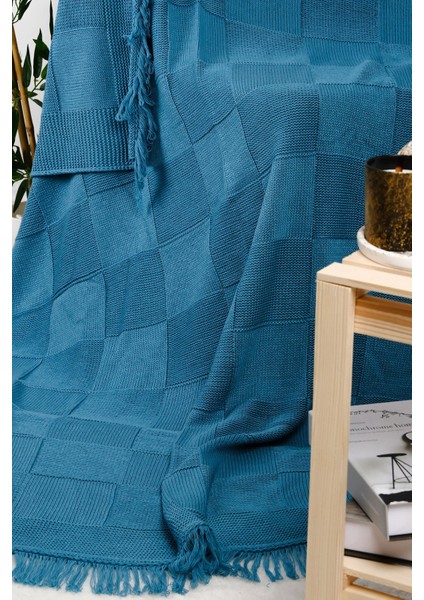 Dama Örgü Saçaklı Triko Tv Battaniyesi 130X170 Havacı Mavisi | Koltuk Örtüsü fiyatları
