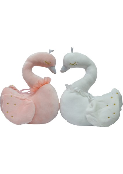 Peluş Çift Kuğu Yastık 27X35 cm
