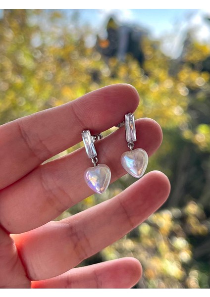 Mini Pearl Heart Stoned Küpe