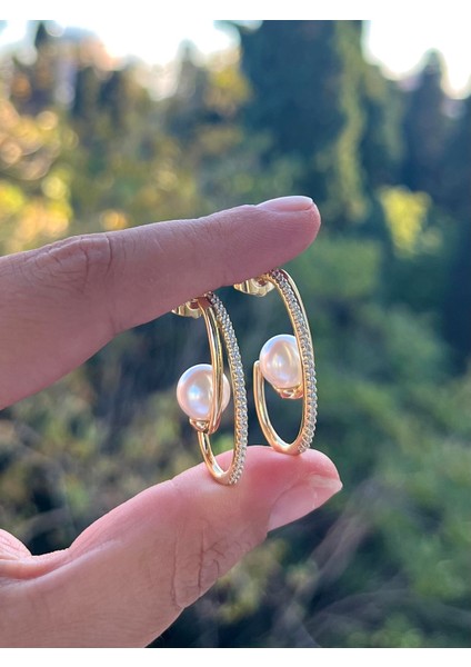 Pearl In Lines Xp Küpe Gold