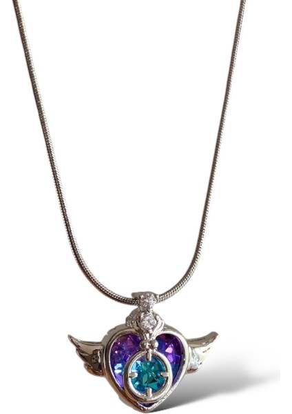 Heart Wing Hematit Kolye Silver