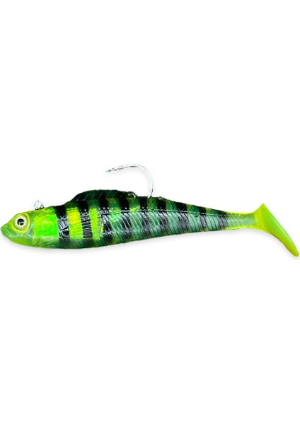 Yeşil-Siyah 10 cm Tek Iğneli Silikon Balık (Wa-54)
