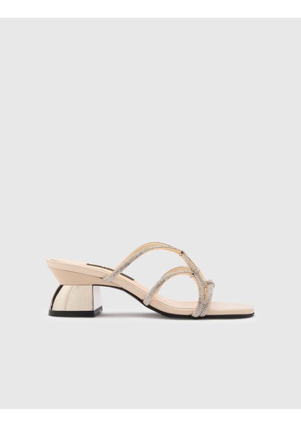 Nerida Süet Deri Taşlı Kadın Gümüş Renk Topuklu Terlik modelleri