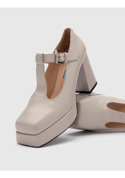 Beny Deri Kadın Bej Topuklu Ayakkabı modelleri