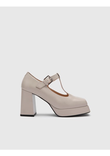 Beny Deri Kadın Bej Topuklu Ayakkabı fırsatları